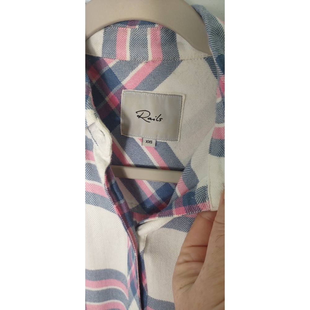 Rails Hunter Plaid Woven Rayon Button-Up Shirt Collared Long Sleeve Cowgirl XXS - Picture 3 of 6